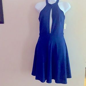 Blue Cut Out Skater Dress
